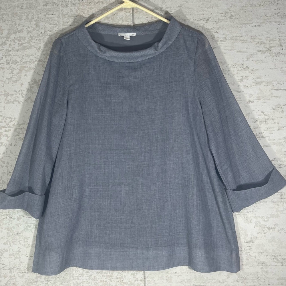 COS Wool Blend Grayish Blue Fully Lined Top w/ Roll Neck Size 40